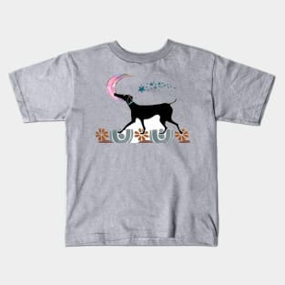 Black Dog Walking in the Moonlight Kids T-Shirt